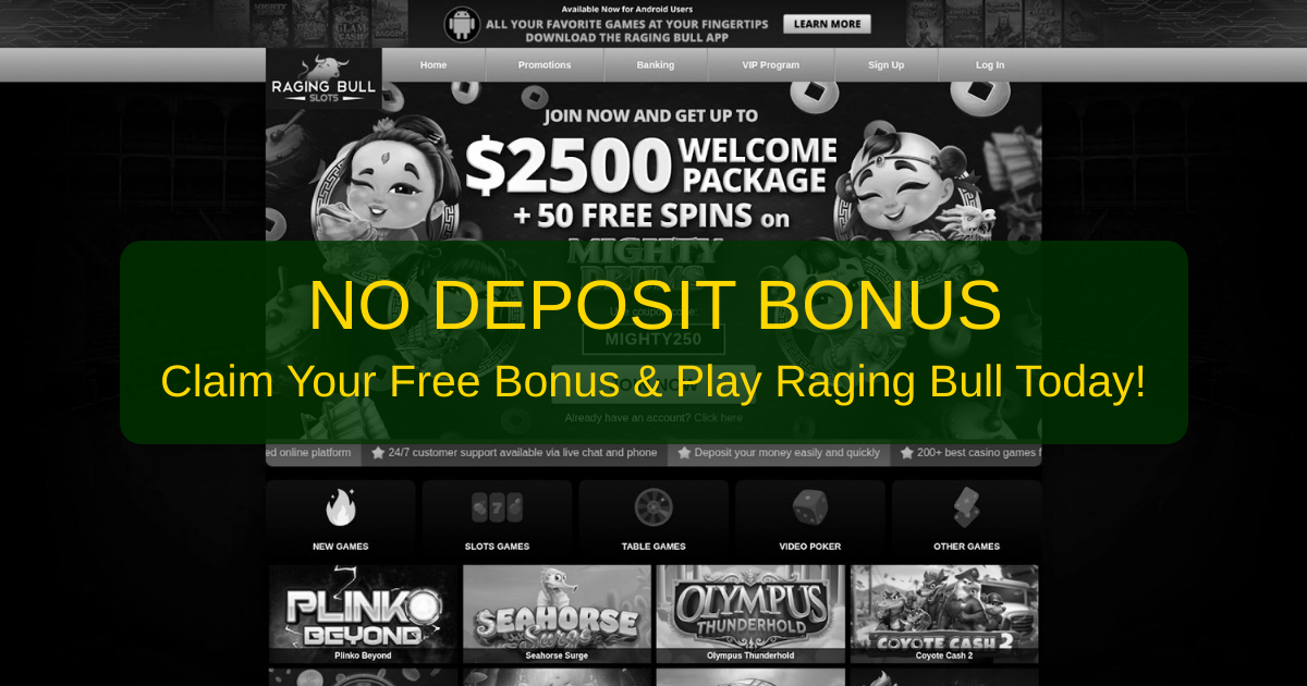 Raging Bull Casino No Deposit Bonus